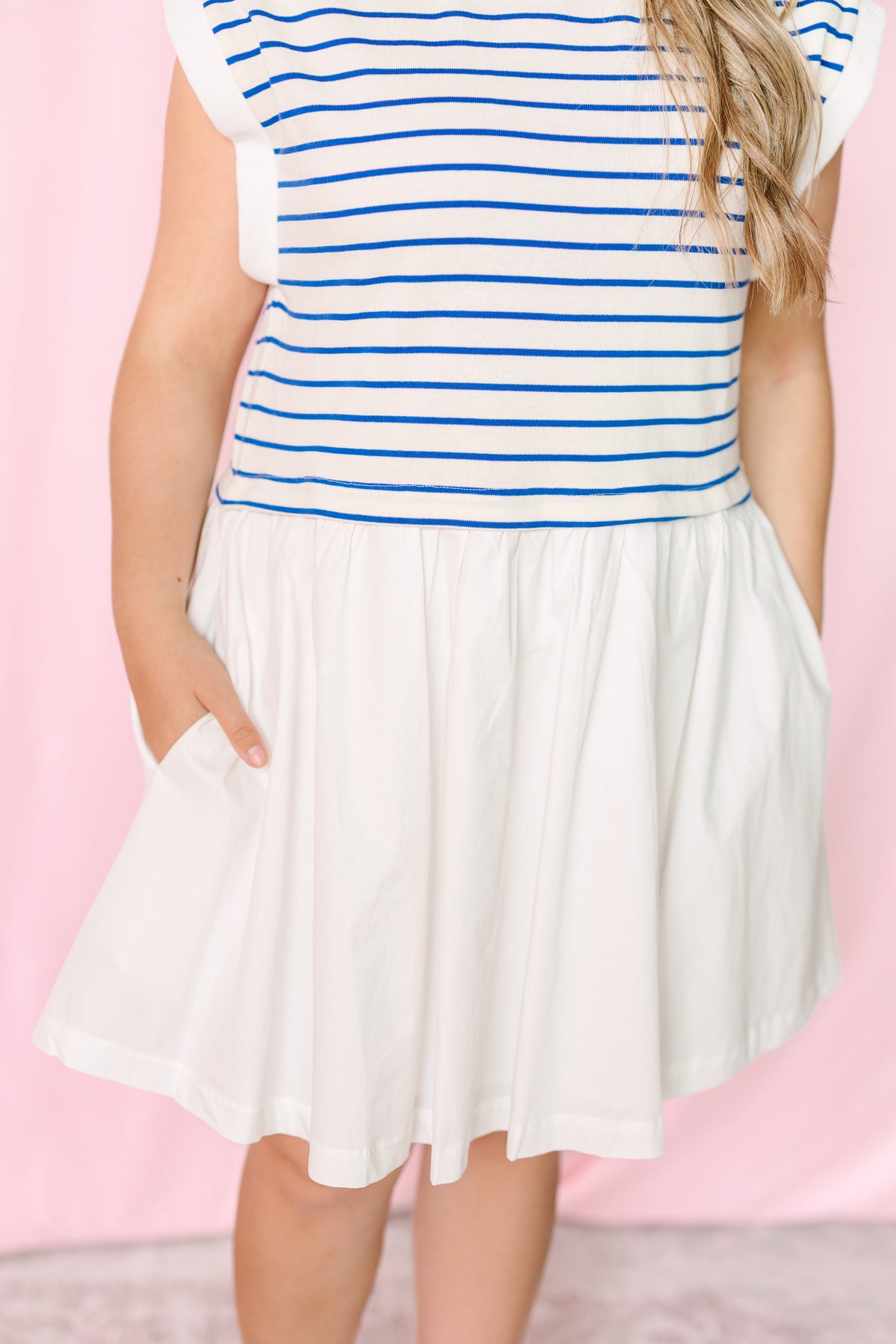 Marine Blue Striped Mini Dress