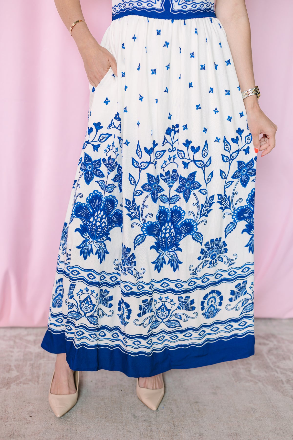 Border Print Maxi Dress