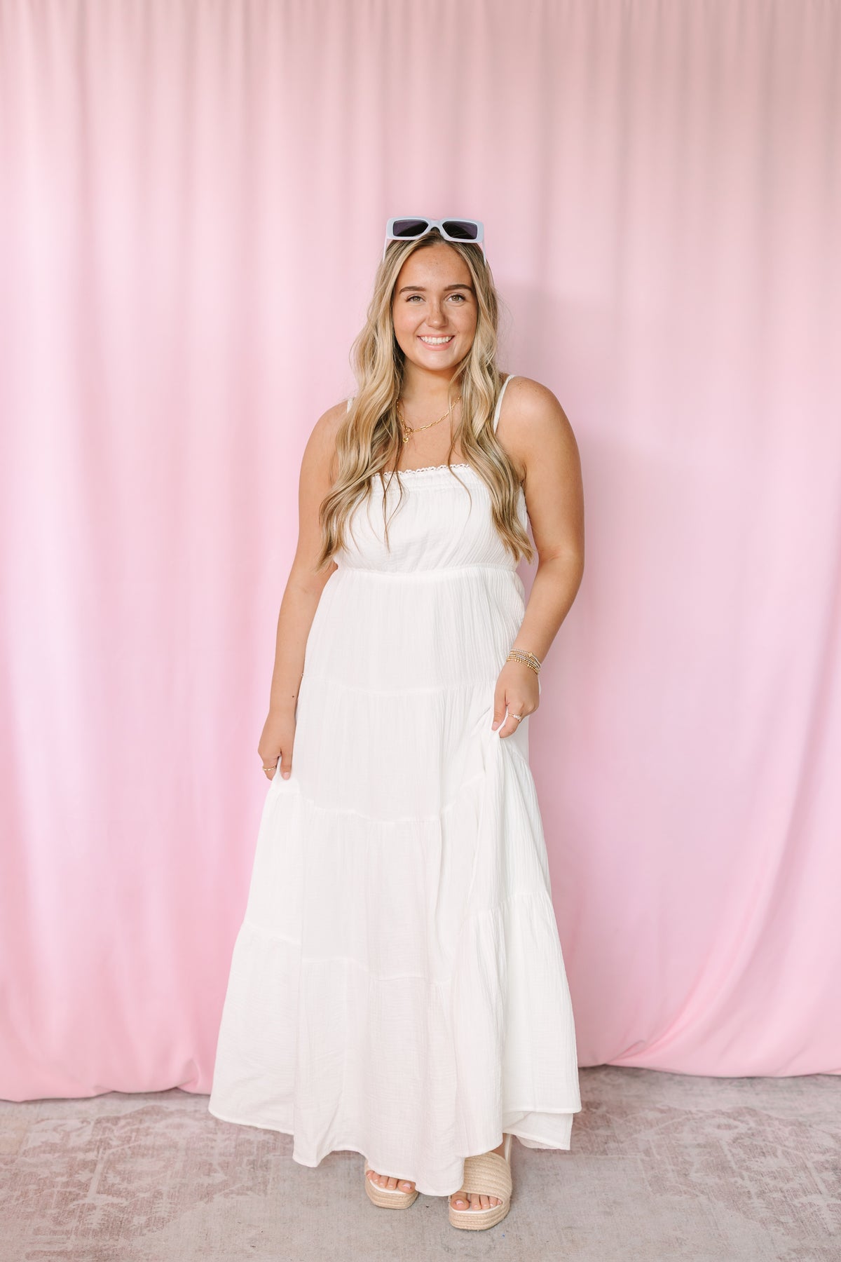 White Ruffle Trim Sundress