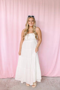 White Ruffle Trim Sundress