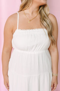 White Ruffle Trim Sundress
