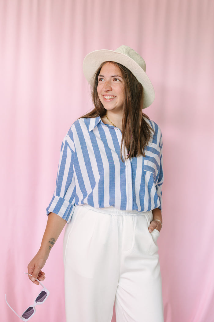 Blue Striped Button Down Shirt