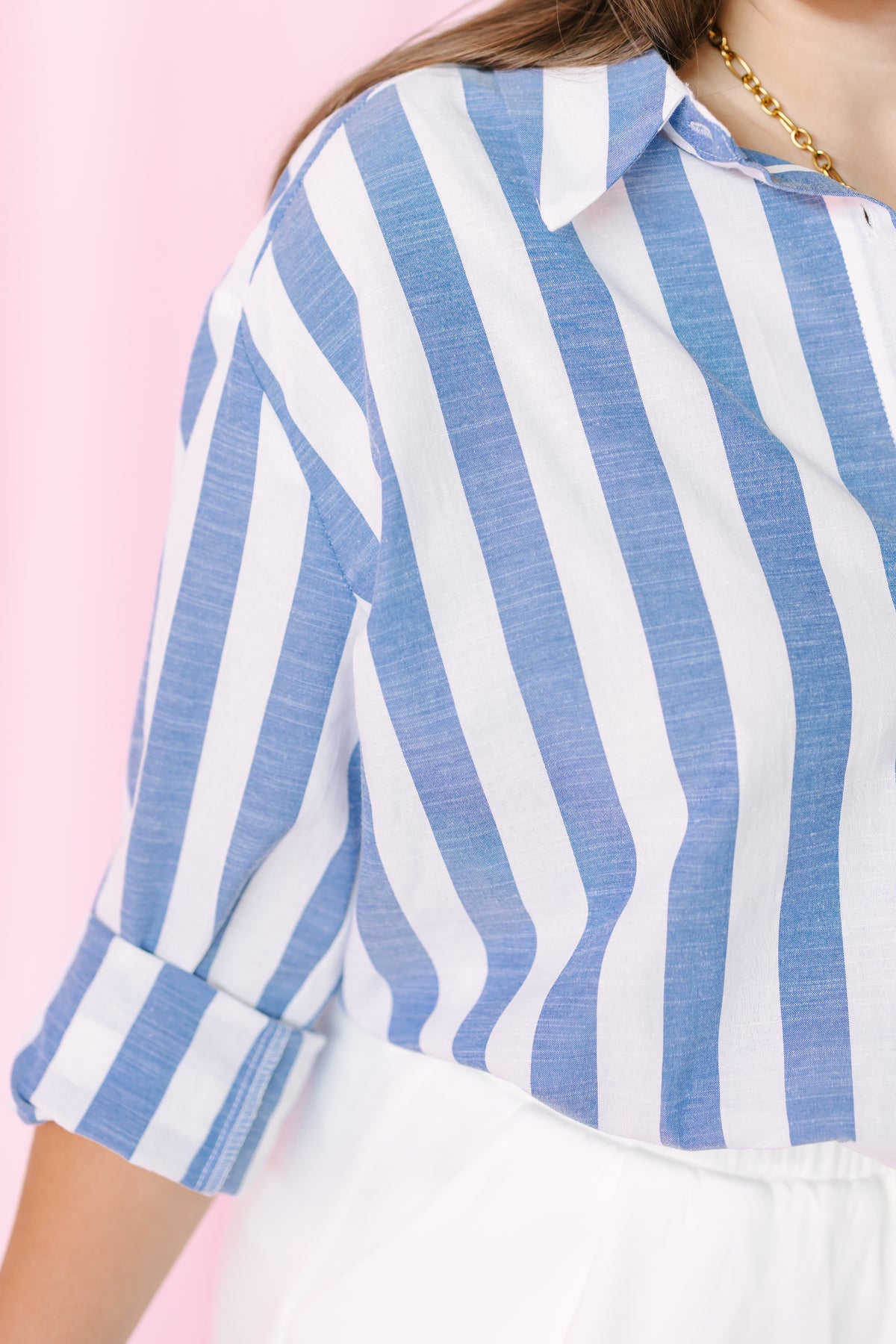 Blue Striped Button Down Shirt