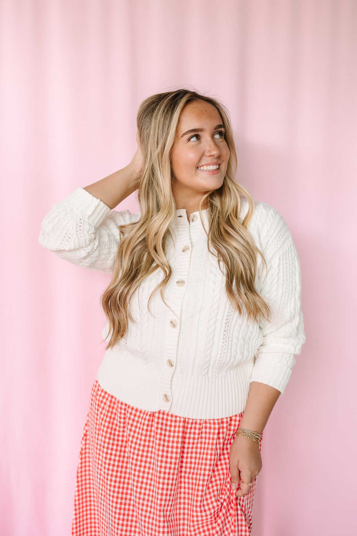 Ivory Cable Knit Cardigan