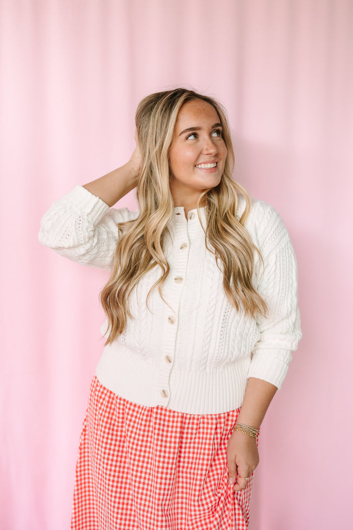 Ivory Cable Knit Cardigan