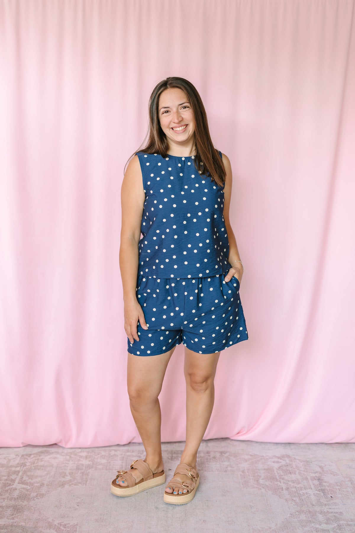 Dusty Blue Polka Dot Shorts