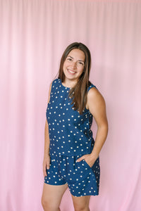 Dusty Blue Polka Dot Top