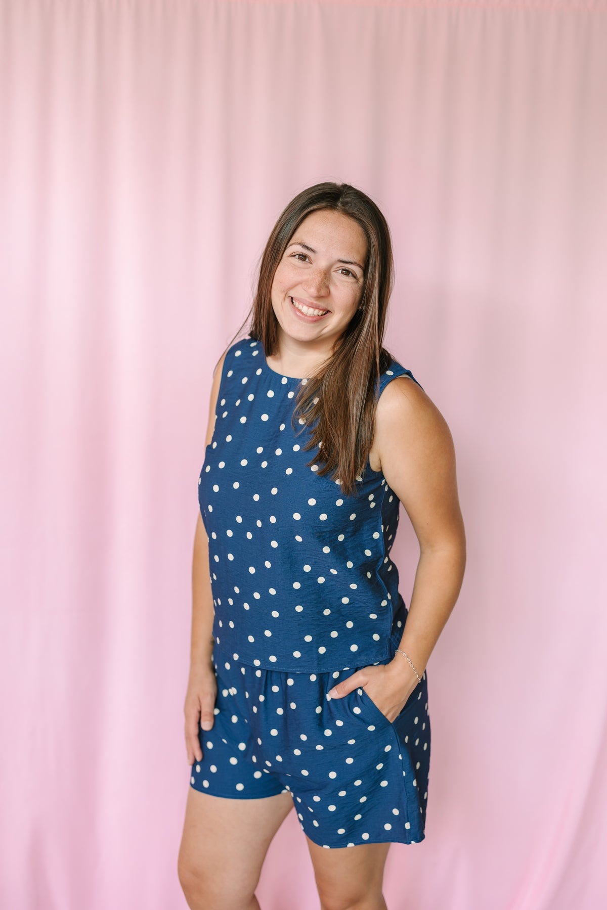 Dusty Blue Polka Dot Shorts