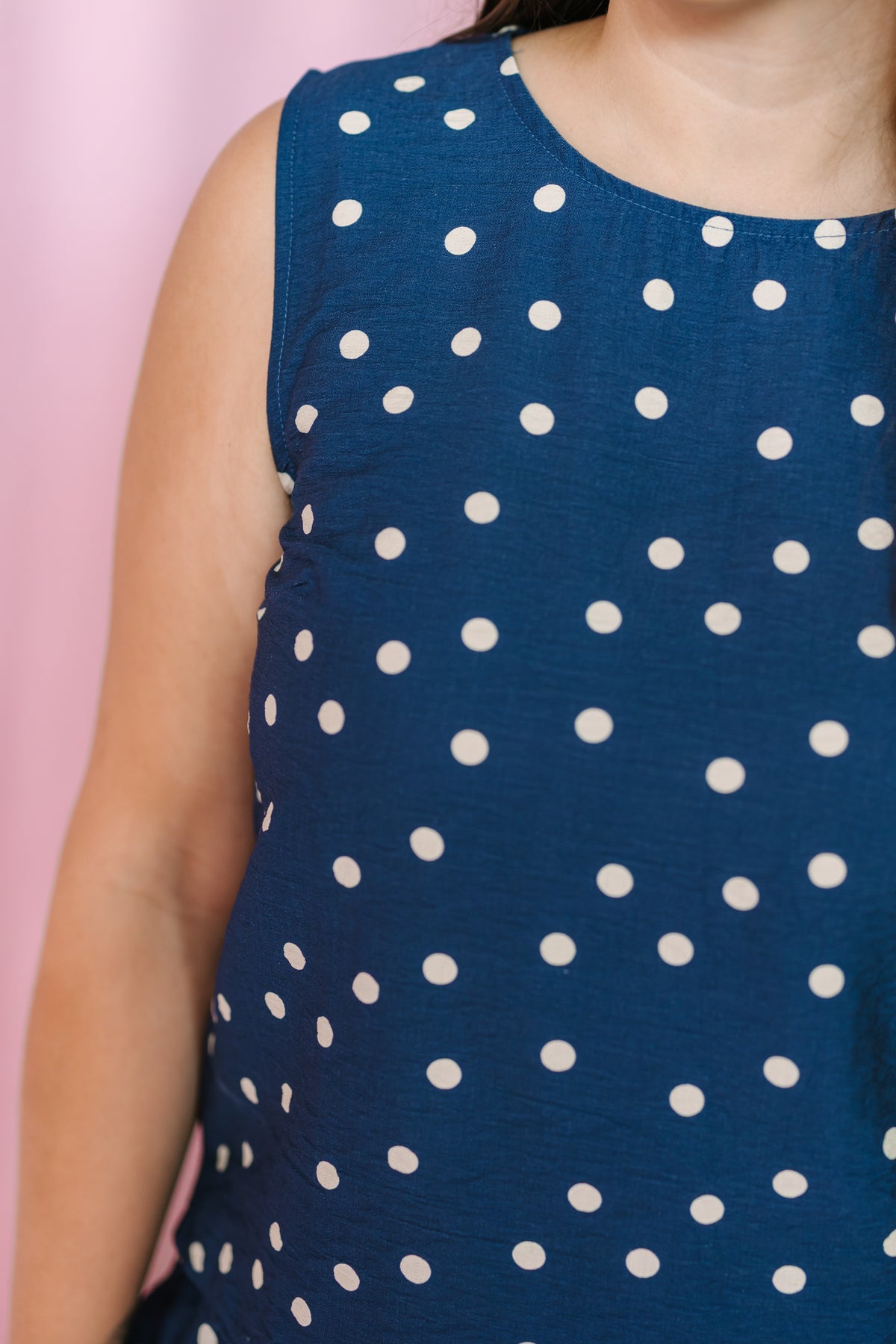 Dusty Blue Polka Dot Top