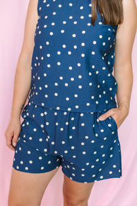 Dusty Blue Polka Dot Shorts
