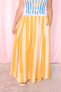 Yellow Striped Maxi Skirt