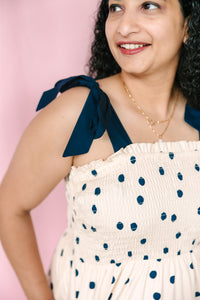 Navy Polka Dot Woven Dress