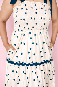 Navy Polka Dot Woven Dress