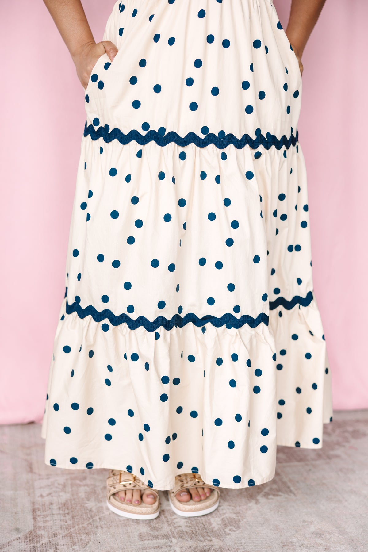 Navy Polka Dot Woven Dress