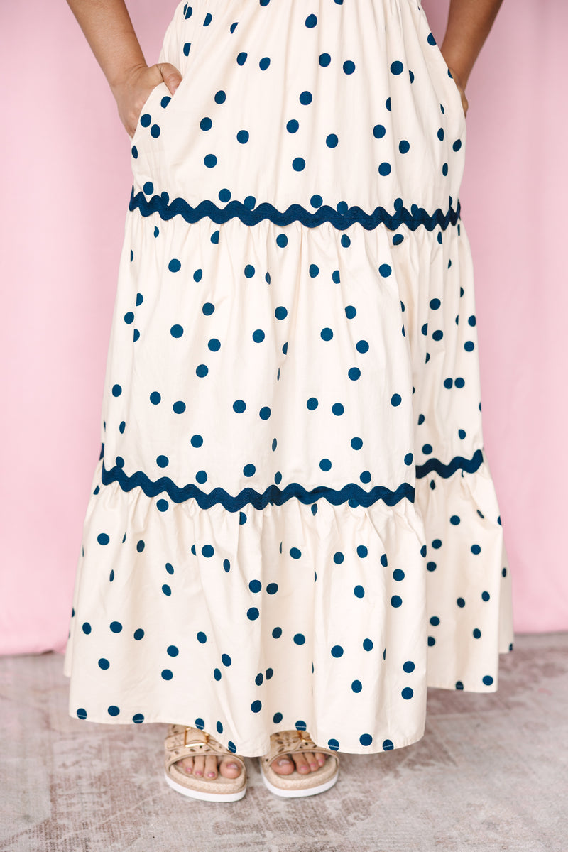 Navy Polka Dot Woven Dress