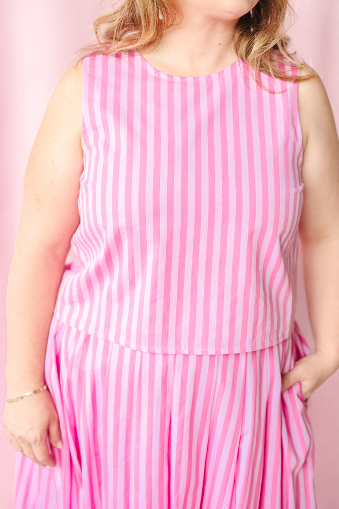 Pink Stripe Sleeveless Top
