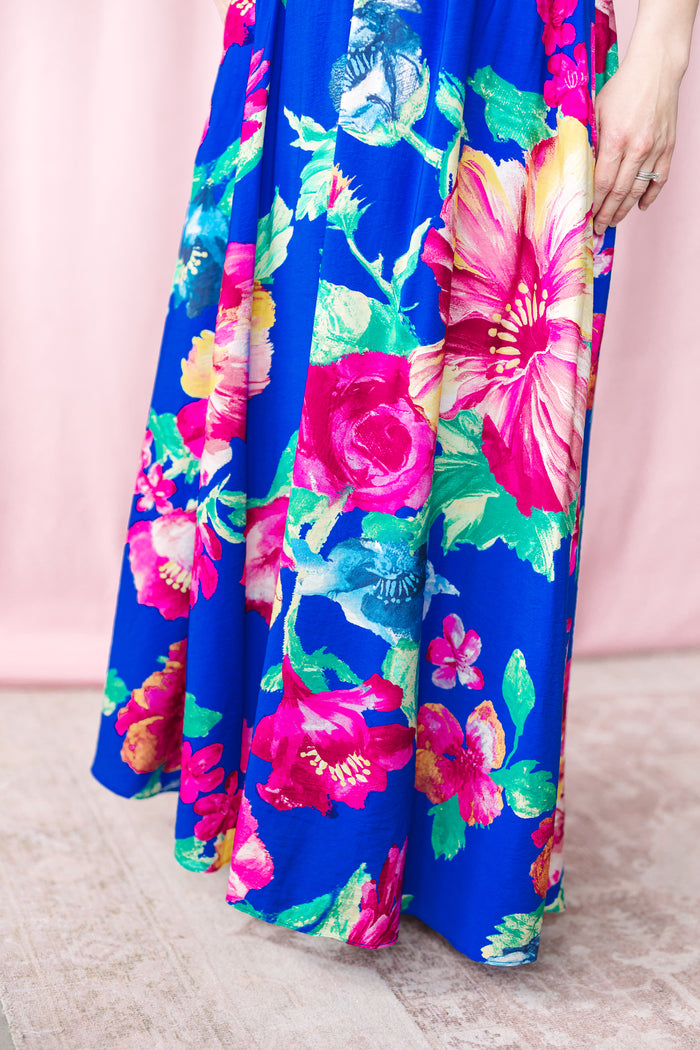 Blue Floral Maxi Skirt
