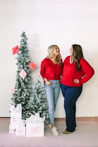 Red V-Neck Sweater