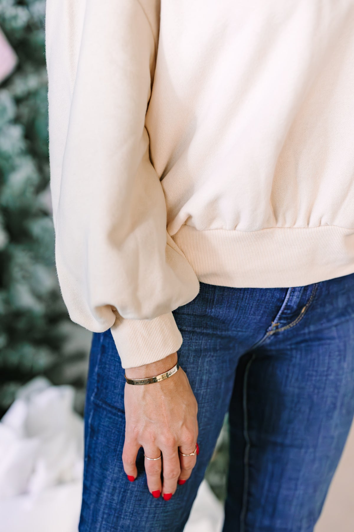 Cream Half Button Henley Top