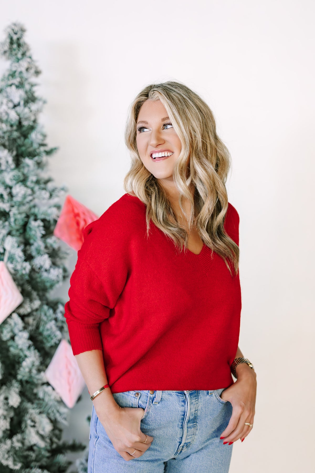 Red V-Neck Sweater