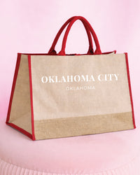 Oklahoma City Red Jute Tote