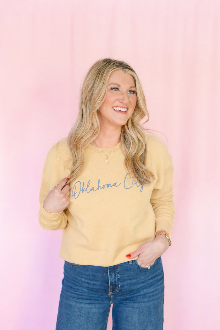 Oklahoma City Script Sweatshirt - Butter Yellow