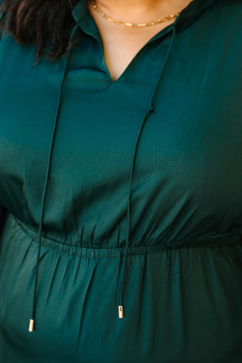 Split Neck Ruffle Maxi Dress
