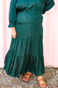 Split Neck Ruffle Maxi Dress