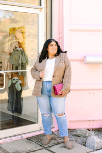 Collar Contrast Plaid Jacket