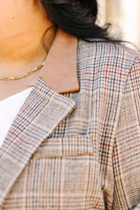 Collar Contrast Plaid Jacket