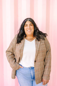 Collar Contrast Plaid Jacket