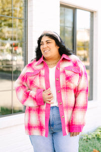 Pink Fuzzy Tweed Shacket
