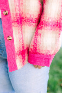 Pink Fuzzy Tweed Shacket