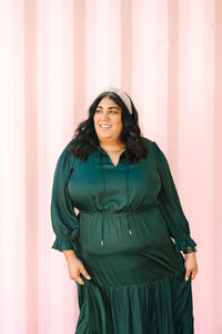 Split Neck Ruffle Maxi Dress