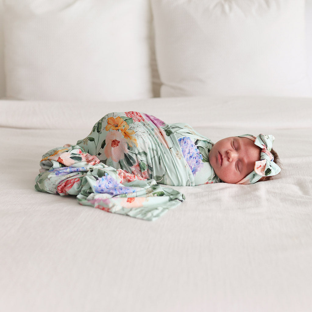 Posh Peanut Erin Infant Swaddle and Headwrap Set