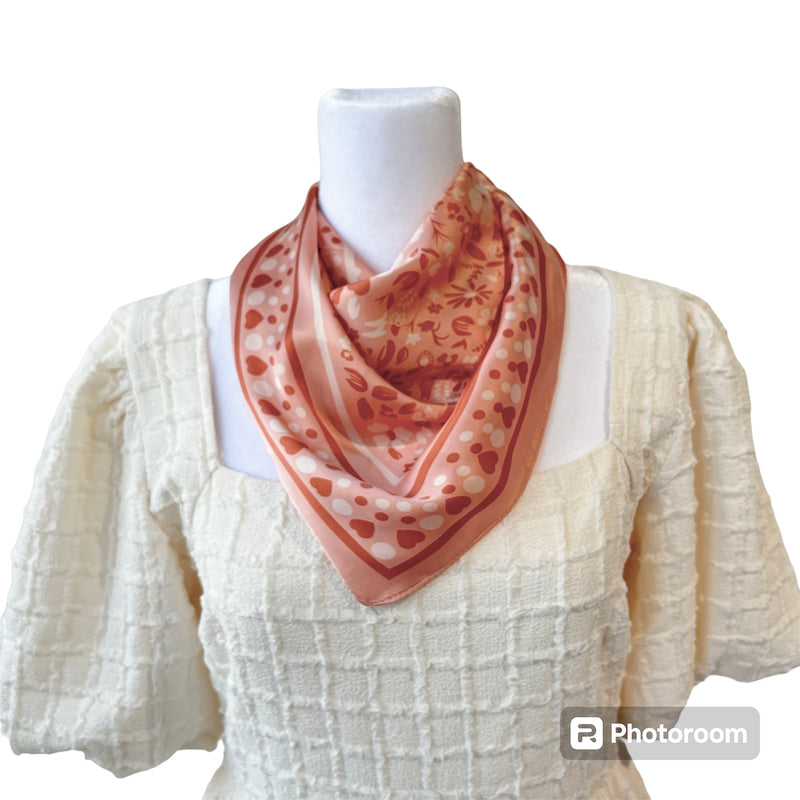 Peach Floral & Dot Scarf