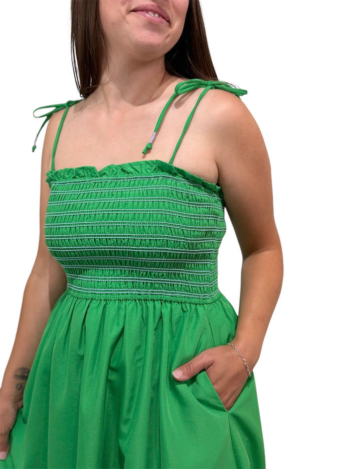 Green Smocked Maxi Dress