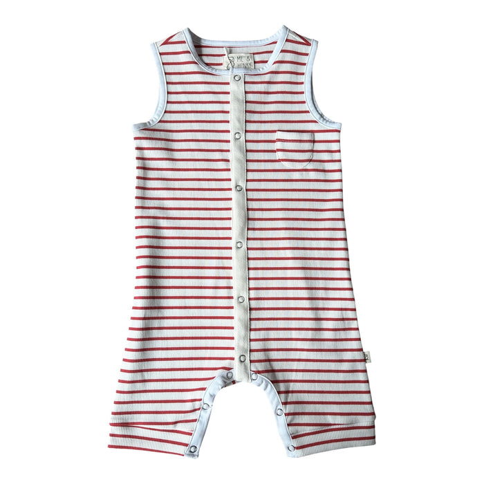 Red/White Rib Playsuit