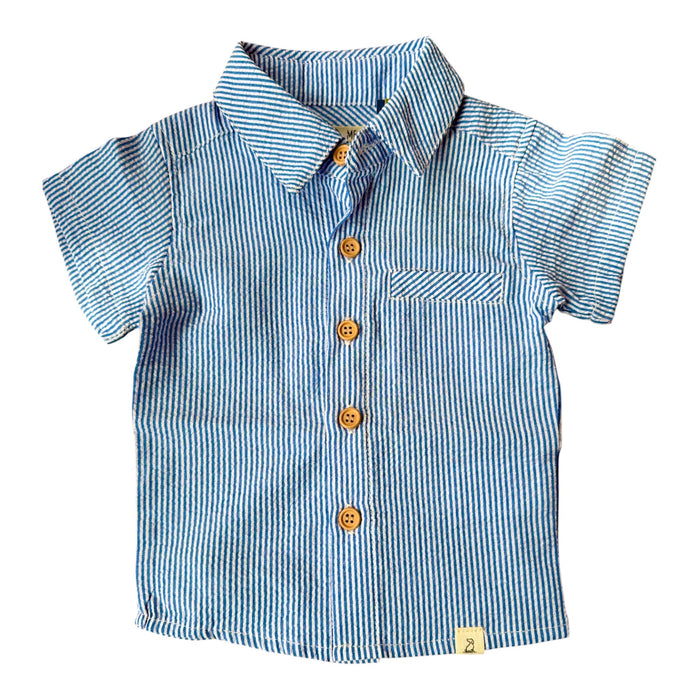 Navy Seersucker Woven Shirt