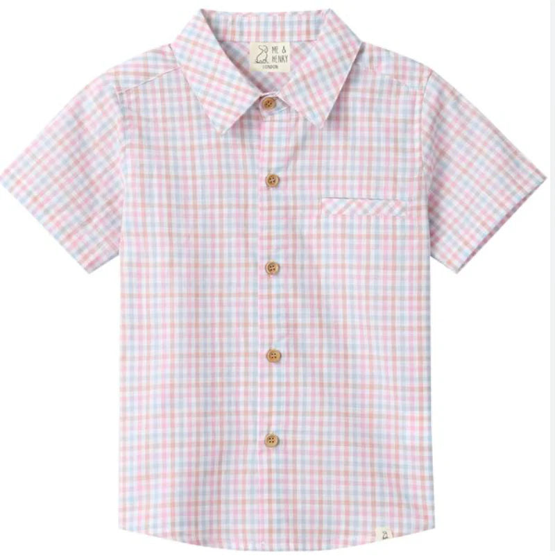 Pink/Peach/Blue Plaid Shirt