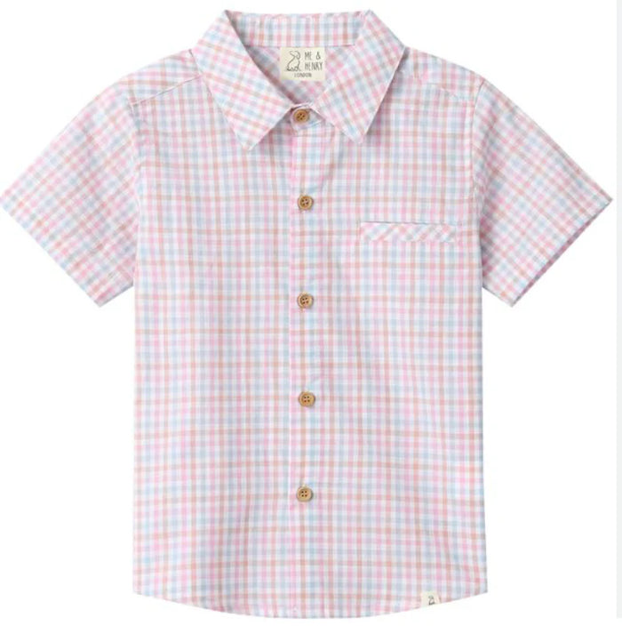 Pink/Peach/Blue Plaid Shirt