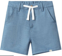 Navy Woven Chambray Shorts