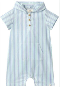 Chambray/Blue Striped Romper