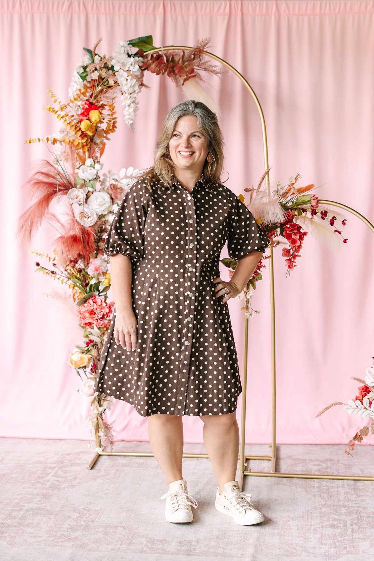 Brown Polka Dot Mini Dress