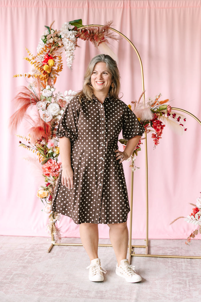 Brown Polka Dot Mini Dress