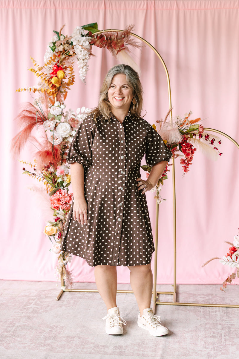 Brown Polka Dot Mini Dress