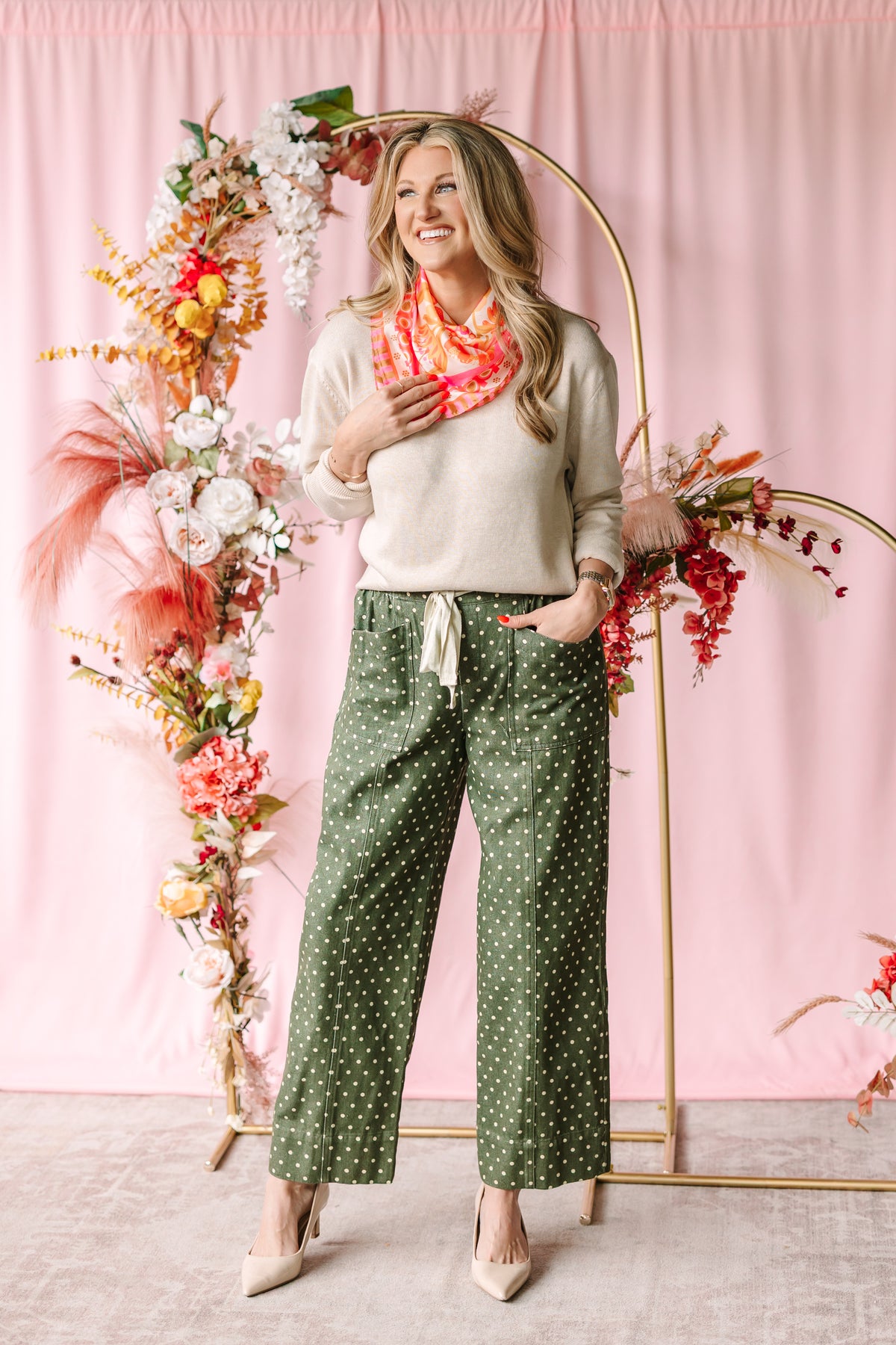 Olive Polka Dot Pants