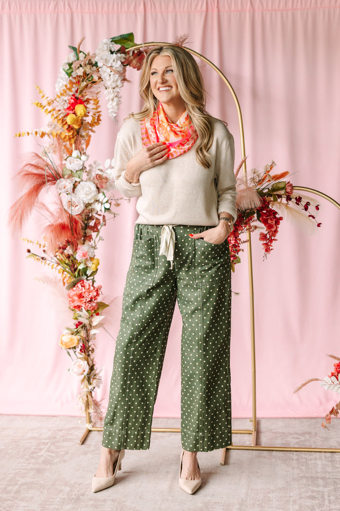 Olive Polka Dot Pants