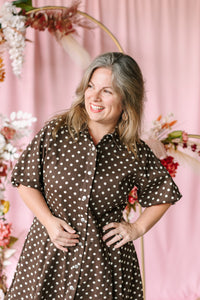 Brown Polka Dot Mini Dress
