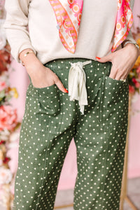 Olive Polka Dot Pants
